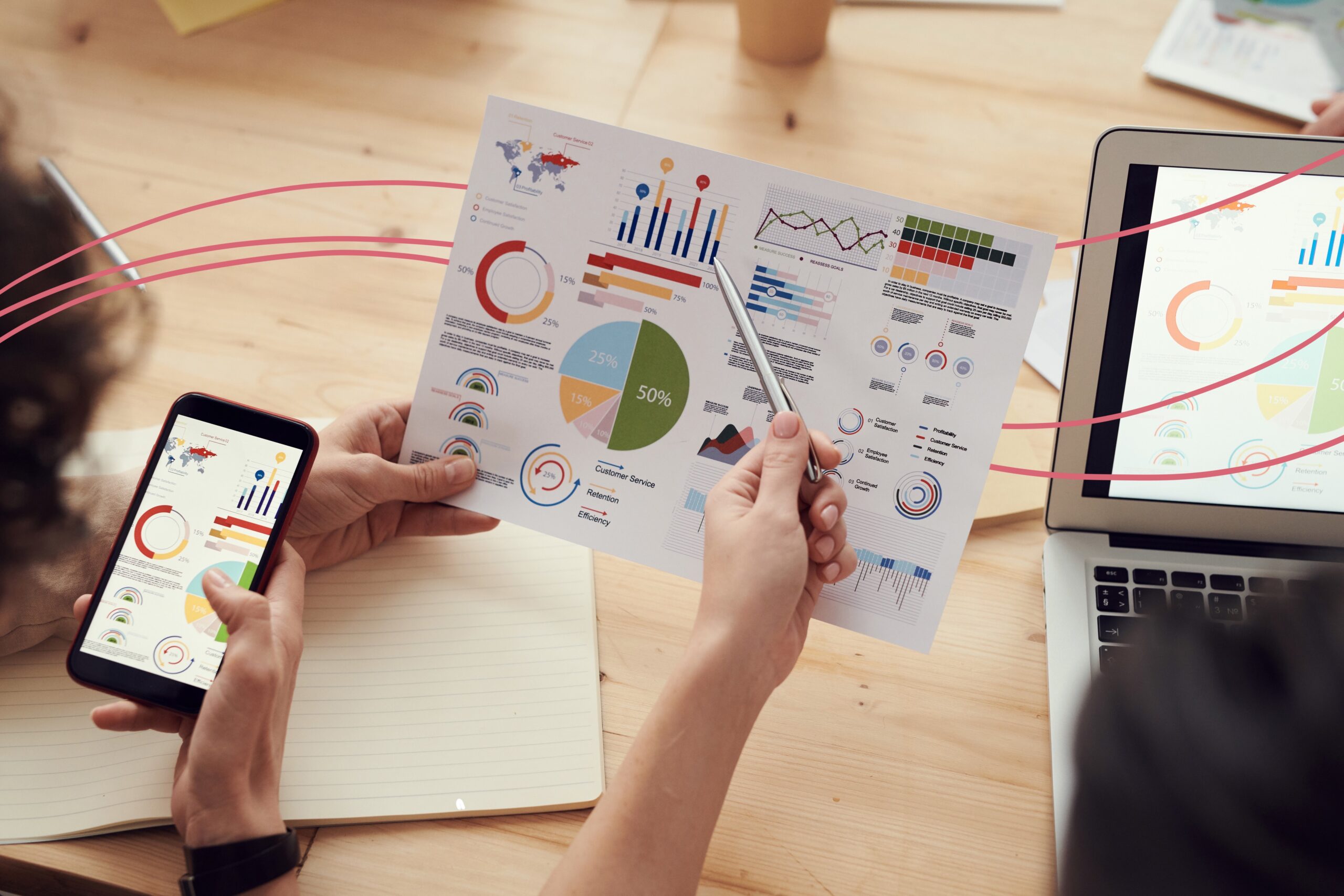 investment graphs on paper