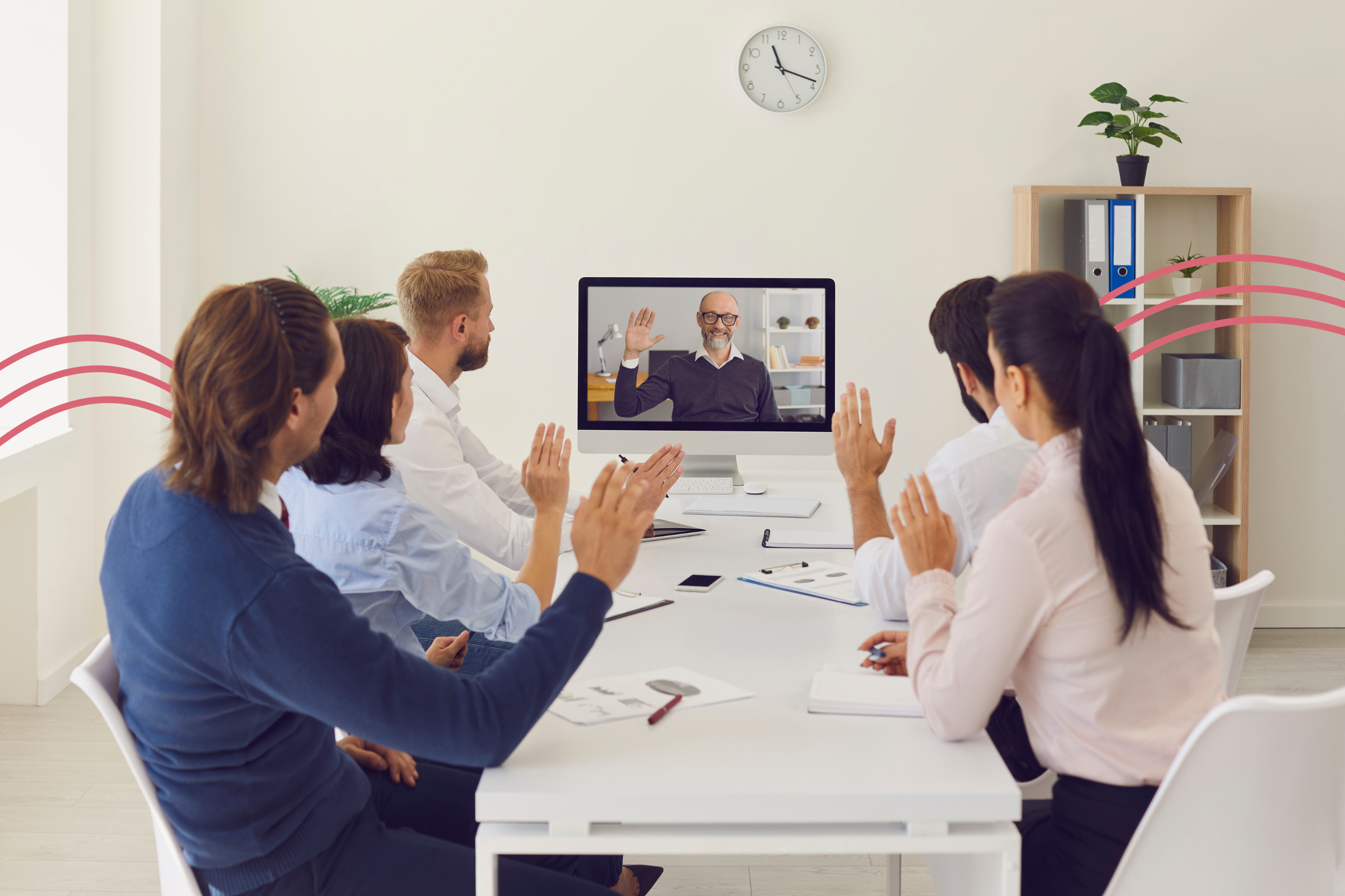 group of people having an online meeting with someone